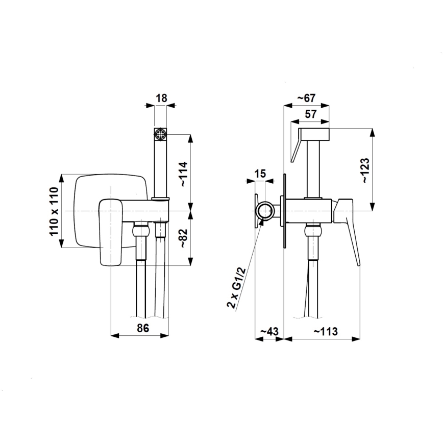 KFA Armatura 4529-512-34 - MALAGA Concealed Bidet Mixer with Hand Shower, Rose Gold