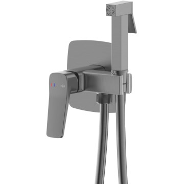 KFA Armatura 4529-512-61 - MALAGA bidet mixer with hand shower for concealed installation, metallic gray