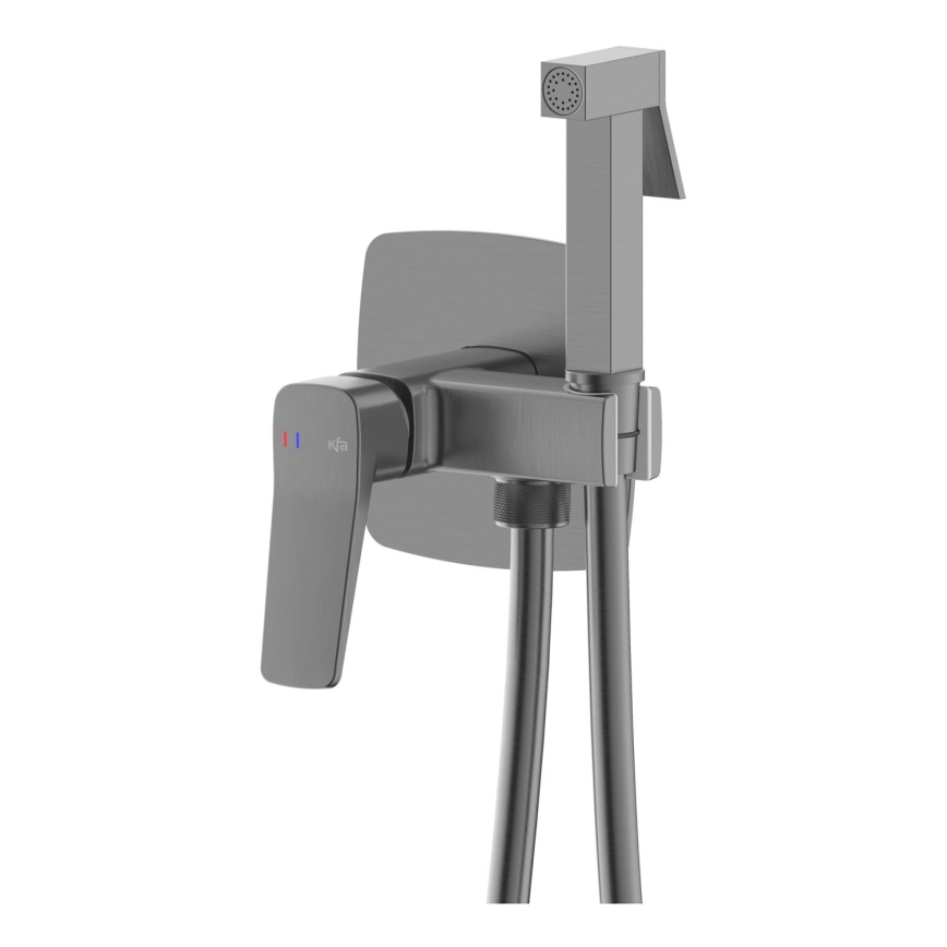 KFA Armatura 4529-512-61 - MALAGA bidet mixer with hand shower for concealed installation, metallic gray