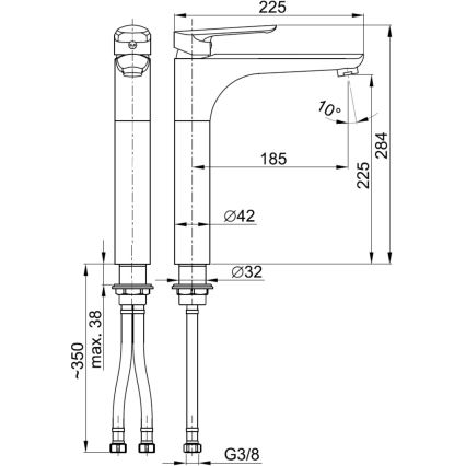 KFA Armatura 5022-712-00 - Basin tap + waste with overflow TANZANIT 28,4 cm shiny chrome