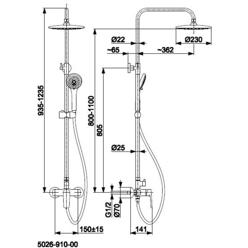 KFA Armatura 5026-910-00 - Shower set with tap TANZANIT shiny chrome