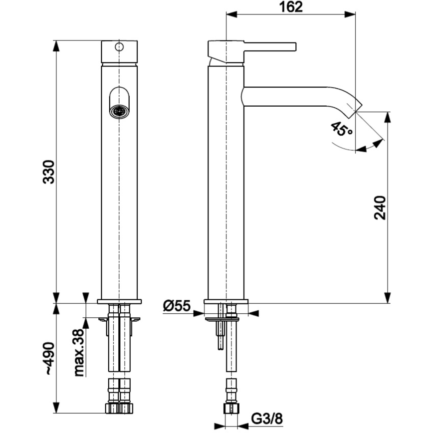 KFA Armatura 5032-612-31 - Basin tap + waste with overflow MOZA 33 cm ground gold