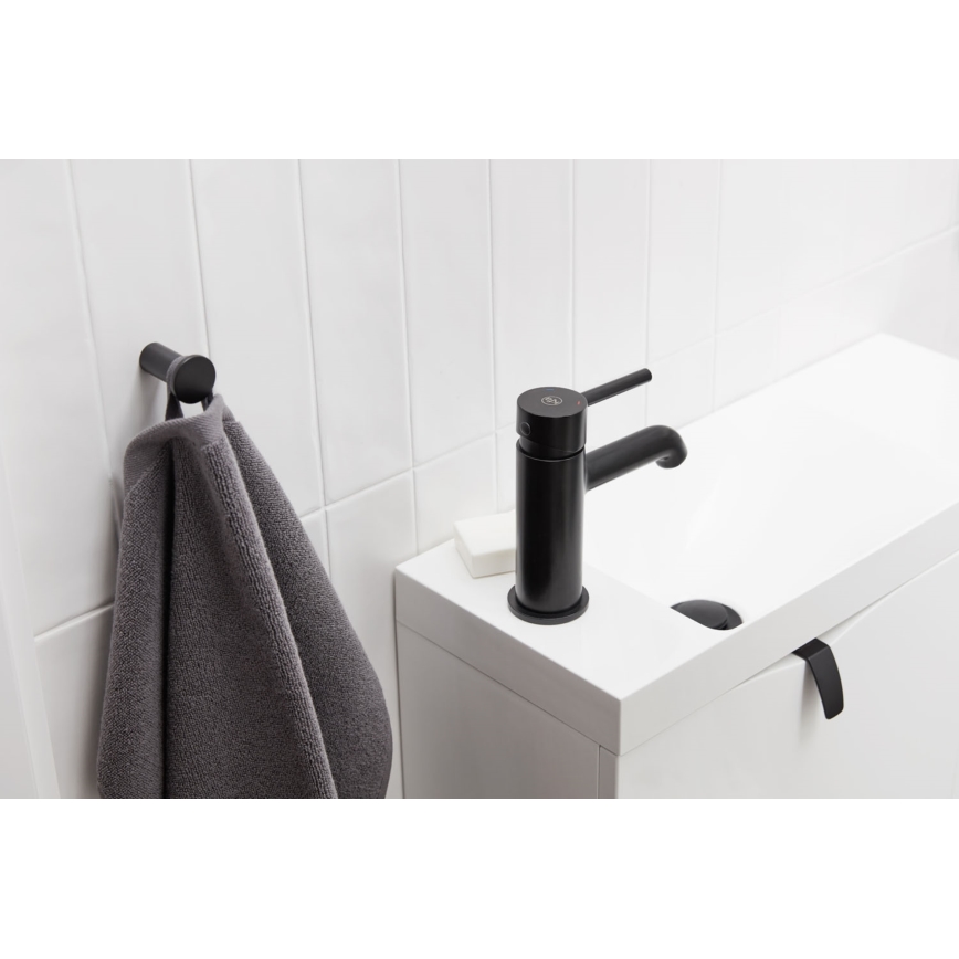 KFA Armatura 5032-815-81 - Basin tap + waste with overflow MOZA 15,2 cm matte black
