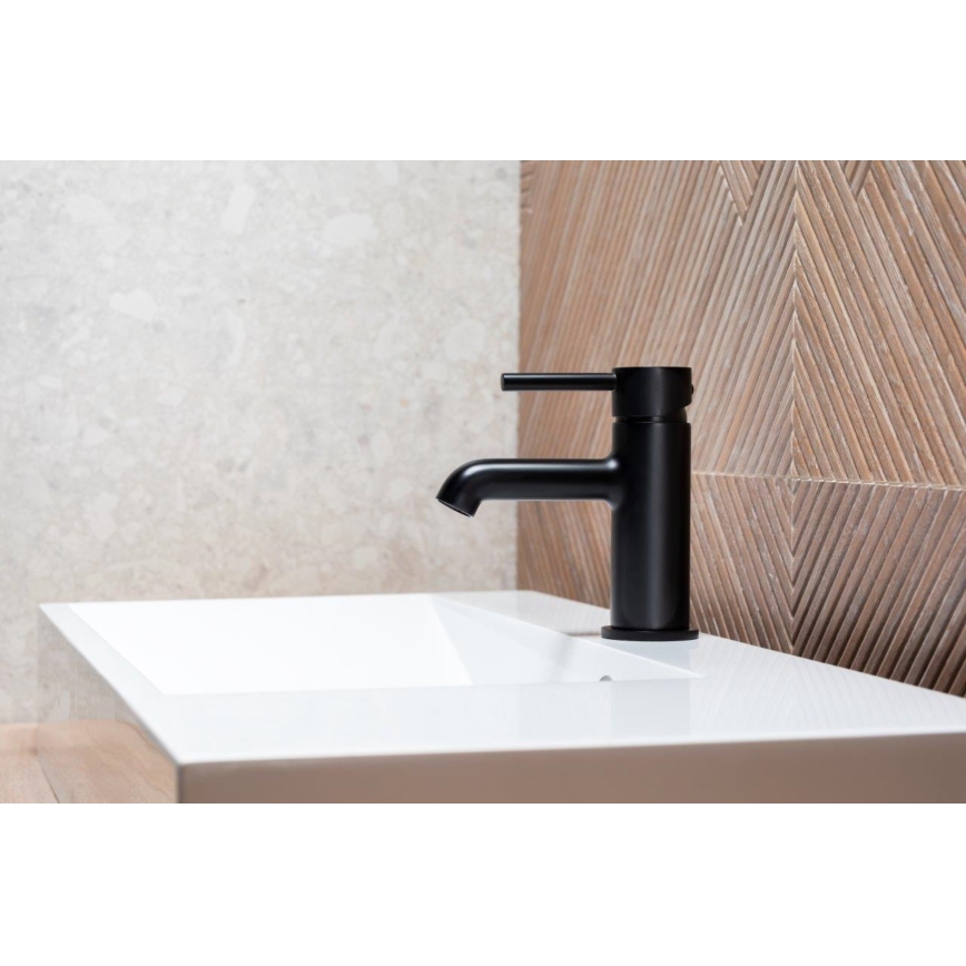 KFA Armatura 5032-815-81 - Basin tap + waste with overflow MOZA 15,2 cm matte black