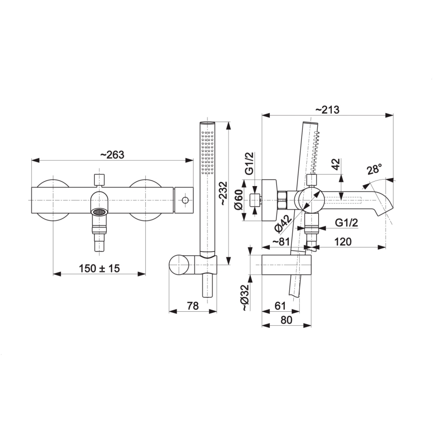 KFA Armatura 5034-520-81 - Bath set with tap MOZA matte black