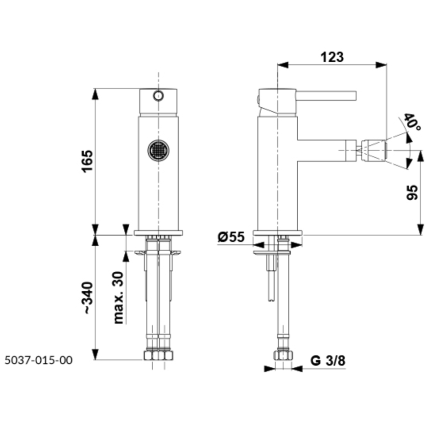 KFA Armatura 5037-015-81 - Bidet tap + waste with overflow MOZA matte black