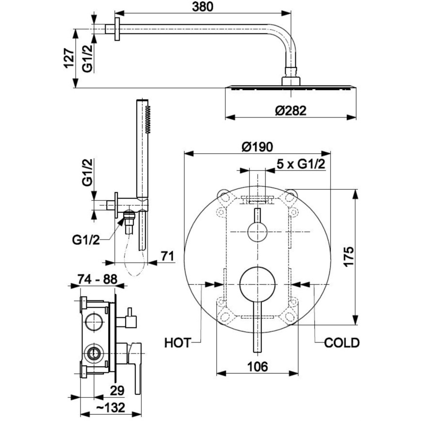 KFA Armatura 5039-501-00 - Shower set with concealed tap MOZA shiny chrome