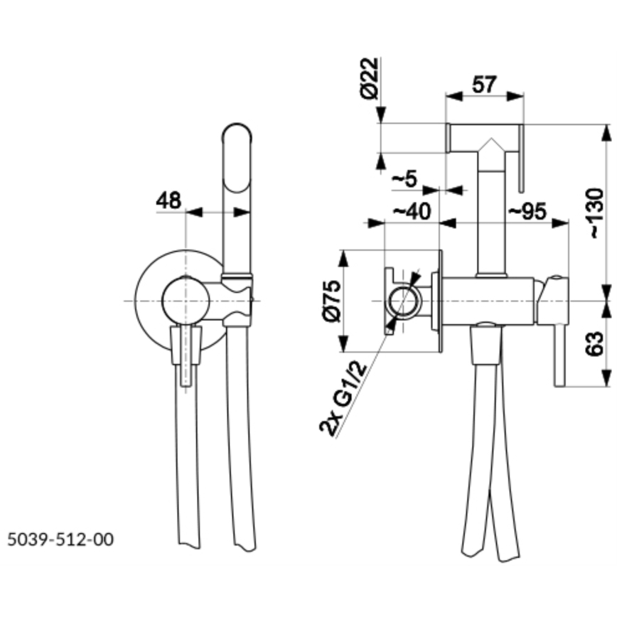KFA Armatura 5039-512-00 - Bidet tap with shower for concealed installation MOZA shiny chrome