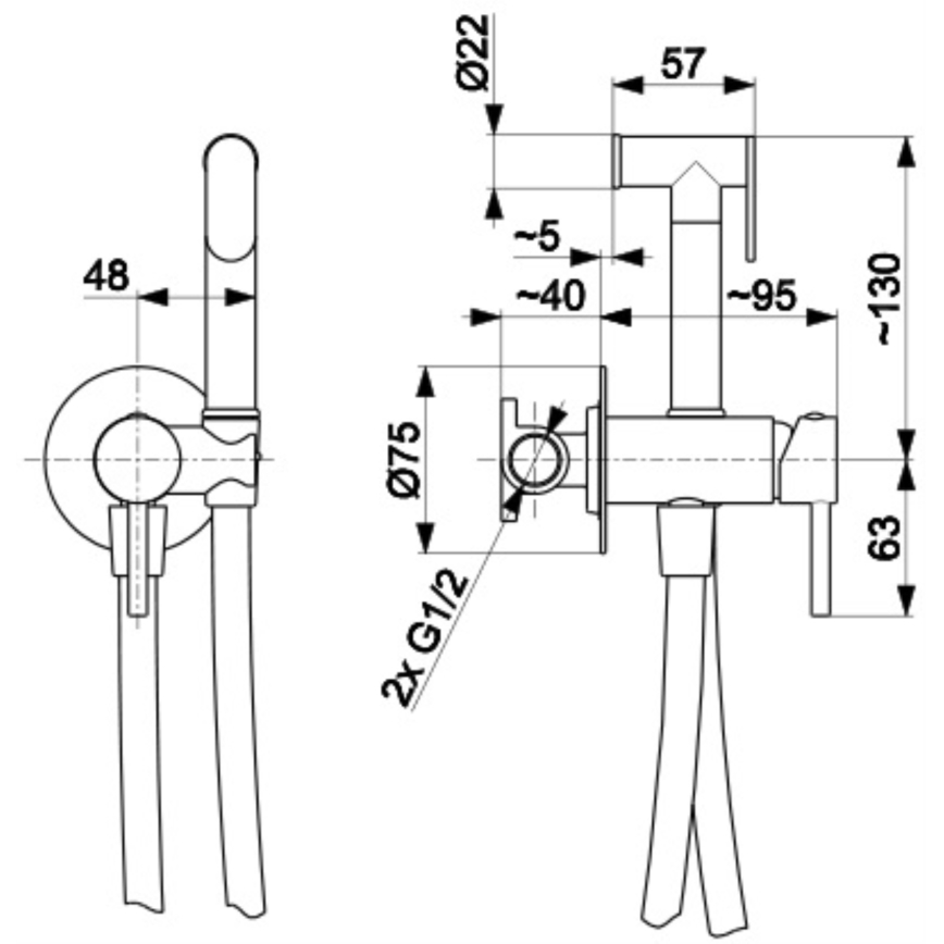 KFA Armatura 5039-512-31 - Bidet tap with shower for concealed installation MOZA ground gold