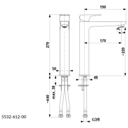 KFA Armatura 5532-612-81 - Basin tap MOKAIT 27,9 cm brass/matte black