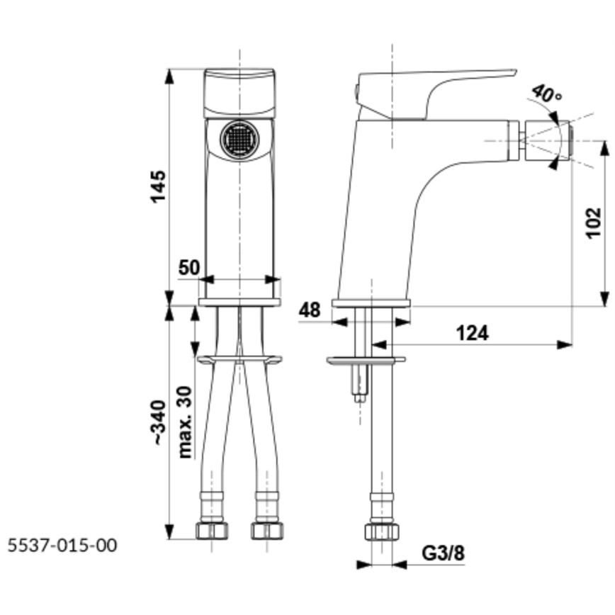 KFA Armatura 5537-015-00 - Bidet tap + waste with overflow MOKAIT shiny chrome