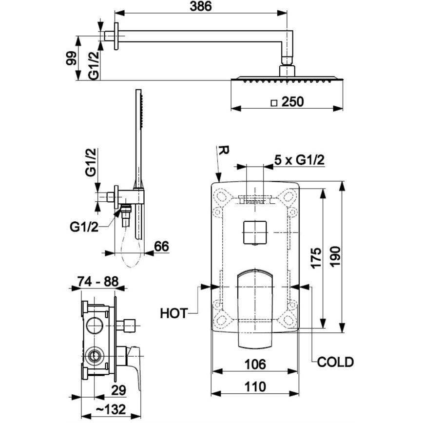 KFA Armatura 5539-511-81 - Shower set with concealed tap MOKAIT brass/matte black