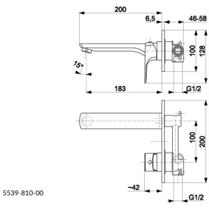 KFA Armatura 5539-810-00 - Basin tap for concealed installation MOKAIT shiny chrome