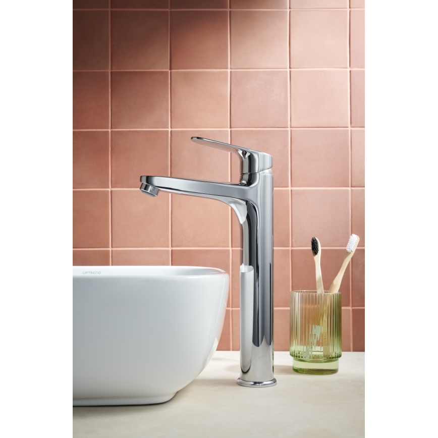 KFA Armatura 5552-712-00 - Basin tap + waste with overflow OTAVA 30,2 cm shiny chrome