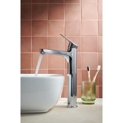 KFA Armatura 5552-712-00 - Basin tap + waste with overflow OTAVA 30,2 cm shiny chrome
