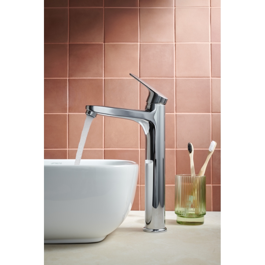 KFA Armatura 5552-712-00 - Basin tap + waste with overflow OTAVA 30,2 cm shiny chrome