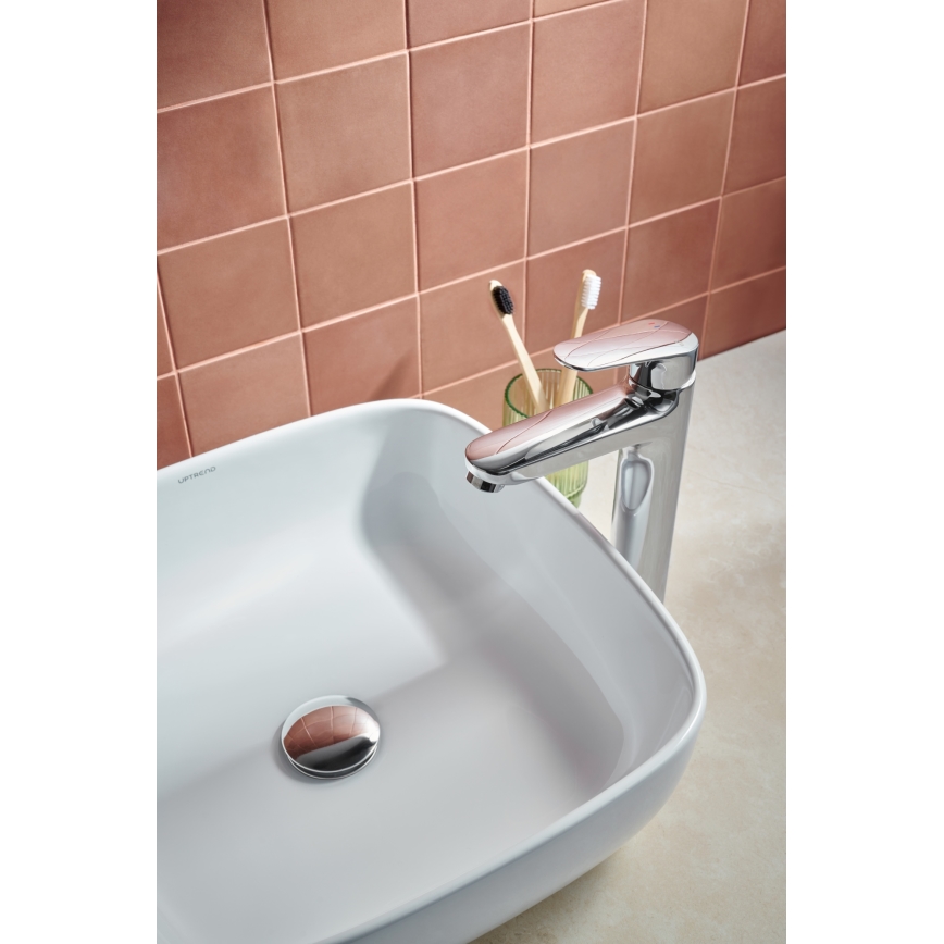 KFA Armatura 5552-712-00 - Basin tap + waste with overflow OTAVA 30,2 cm shiny chrome