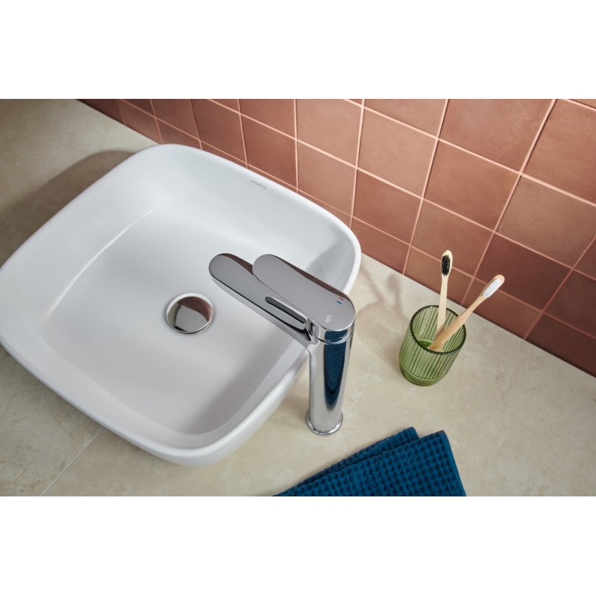 KFA Armatura 5552-712-00 - Basin tap + waste with overflow OTAVA 30,2 cm shiny chrome