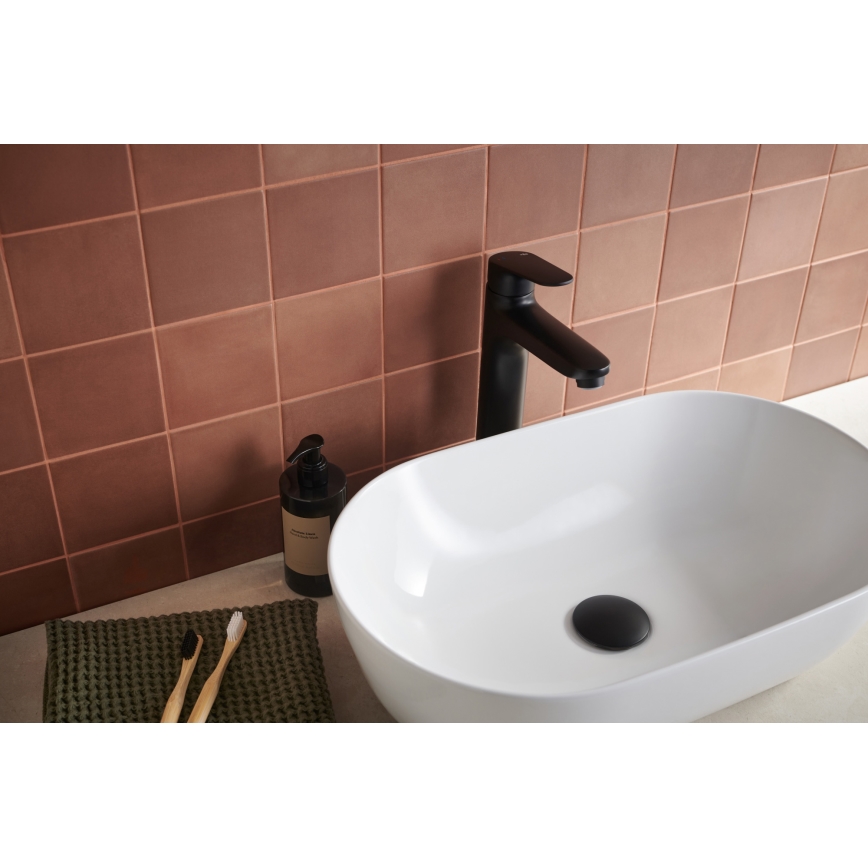 KFA Armatura 5552-712-81 - Basin tap + waste with overflow OTAVA 30,2 cm matte black