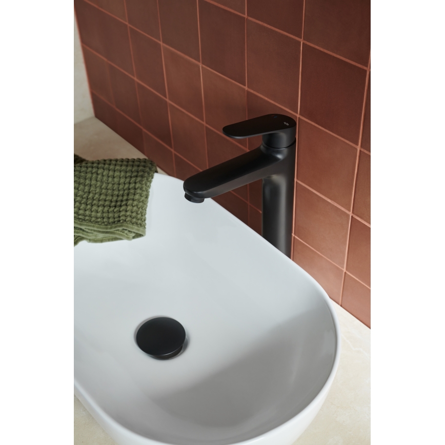 KFA Armatura 5552-712-81 - Basin tap + waste with overflow OTAVA 30,2 cm matte black