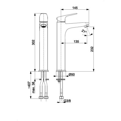 KFA Armatura 5552-712-81 - Basin tap + waste with overflow OTAVA 30,2 cm matte black
