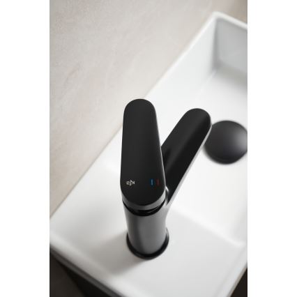 KFA Armatura 5552-815-81 - Basin tap + waste with overflow OTAVA 15 cm matte black