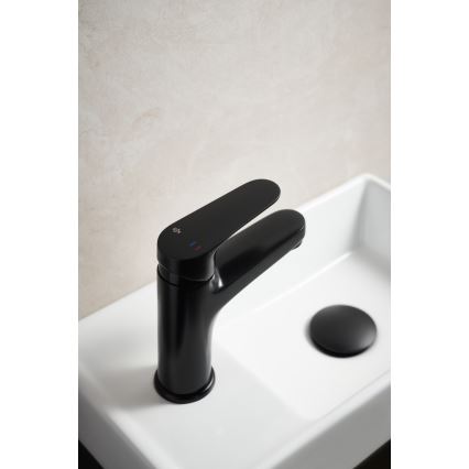 KFA Armatura 5552-815-81 - Basin tap + waste with overflow OTAVA 15 cm matte black