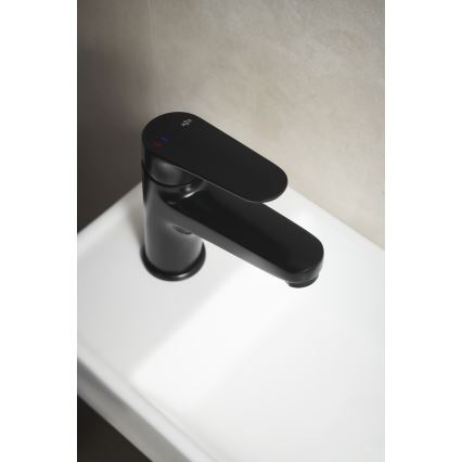 KFA Armatura 5552-815-81 - Basin tap + waste with overflow OTAVA 15 cm matte black