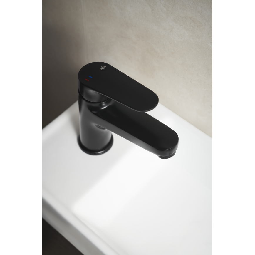 KFA Armatura 5552-815-81 - Basin tap + waste with overflow OTAVA 15 cm matte black
