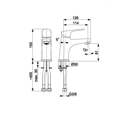 KFA Armatura 5552-815-81 - Basin tap + waste with overflow OTAVA 15 cm matte black