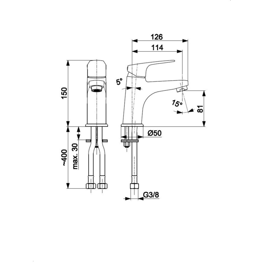 KFA Armatura 5552-815-81 - Basin tap + waste with overflow OTAVA 15 cm matte black