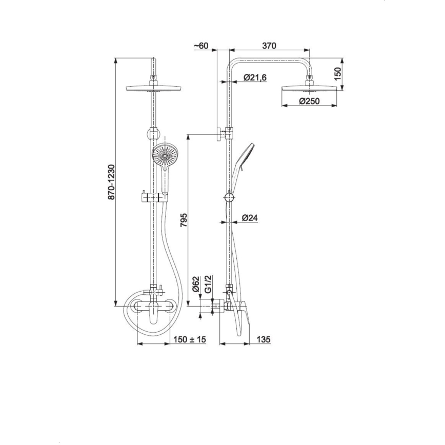KFA Armatura 5556-910-81 - Shower set with tap OTAVA brass/matte black