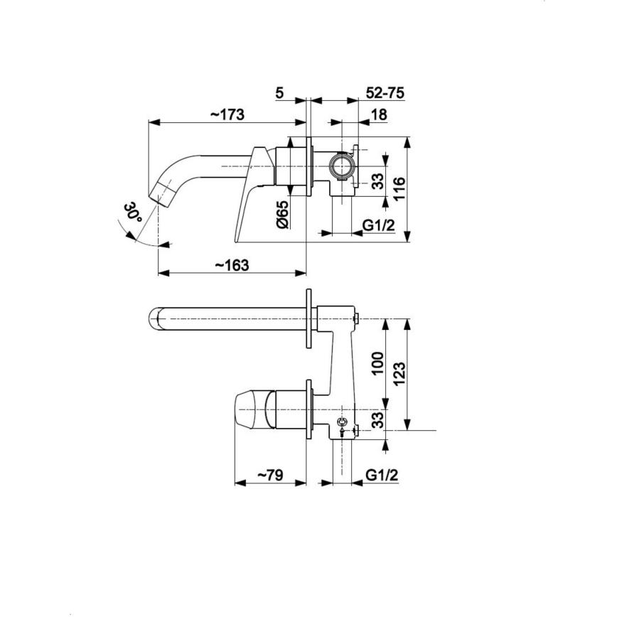 KFA Armatura 5559-810-00 - Basin tap for concealed installation OTAVA shiny chrome