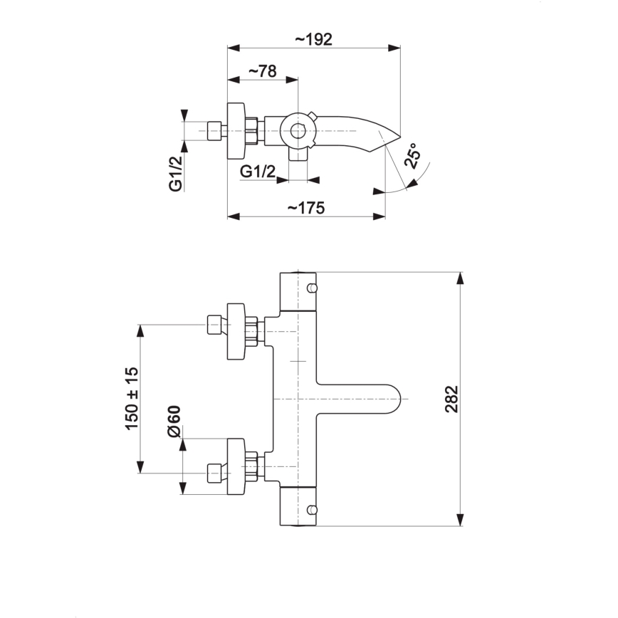 KFA Armatura 5734-010-00 - Thermostatic bath tap MOZA shiny chrome