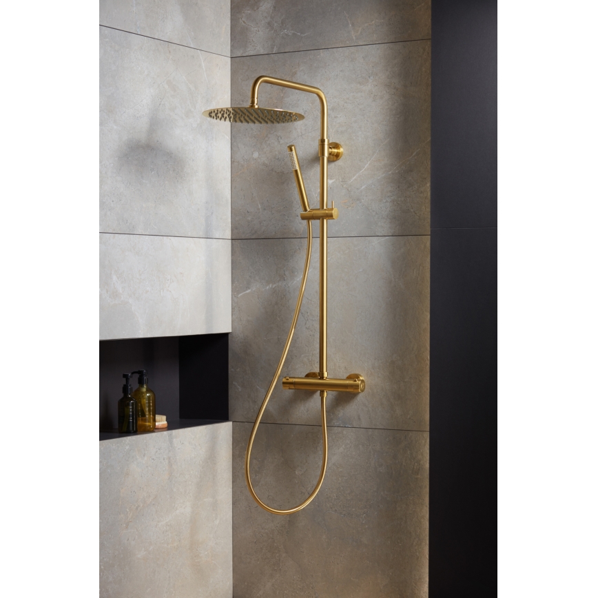 KFA Armatura 5736-920-31 - Shower set with thermostatic tap MOZA ground gold