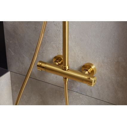 KFA Armatura 5736-920-31 - Shower set with thermostatic tap MOZA ground gold