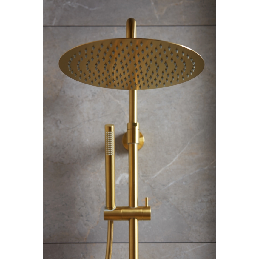 KFA Armatura 5736-920-31 - Shower set with thermostatic tap MOZA ground gold