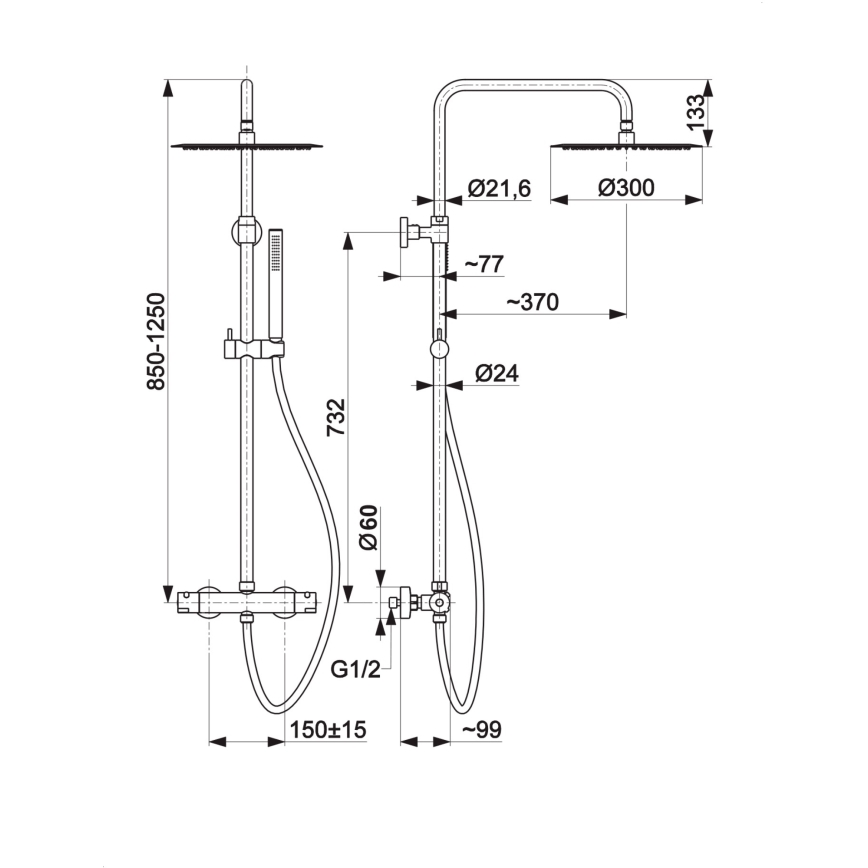 KFA Armatura 5736-920-31 - Shower set with thermostatic tap MOZA ground gold