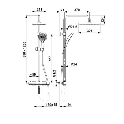 KFA Armatura 5756-910-00 - MALAGA shower set with thermostatic mixer, polished chrome