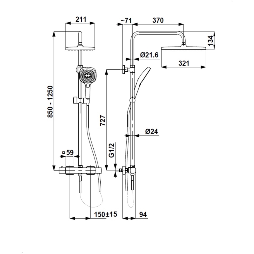 KFA Armatura 5756-910-00 - MALAGA shower set with thermostatic mixer, polished chrome