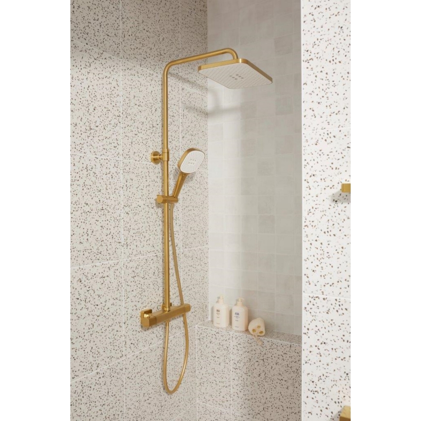 KFA Armatura 5756-910-31 - MALAGA Thermostatic Shower Set, Brushed Gold