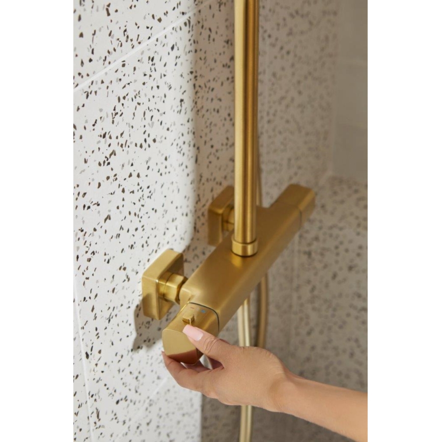KFA Armatura 5756-910-31 - MALAGA Thermostatic Shower Set, Brushed Gold