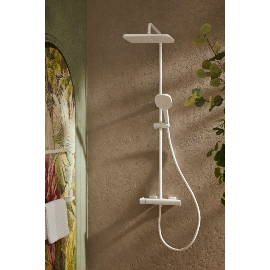 KFA Armatura 5756-910-44 - MALAGA White Shower Set with Thermostatic Mixer