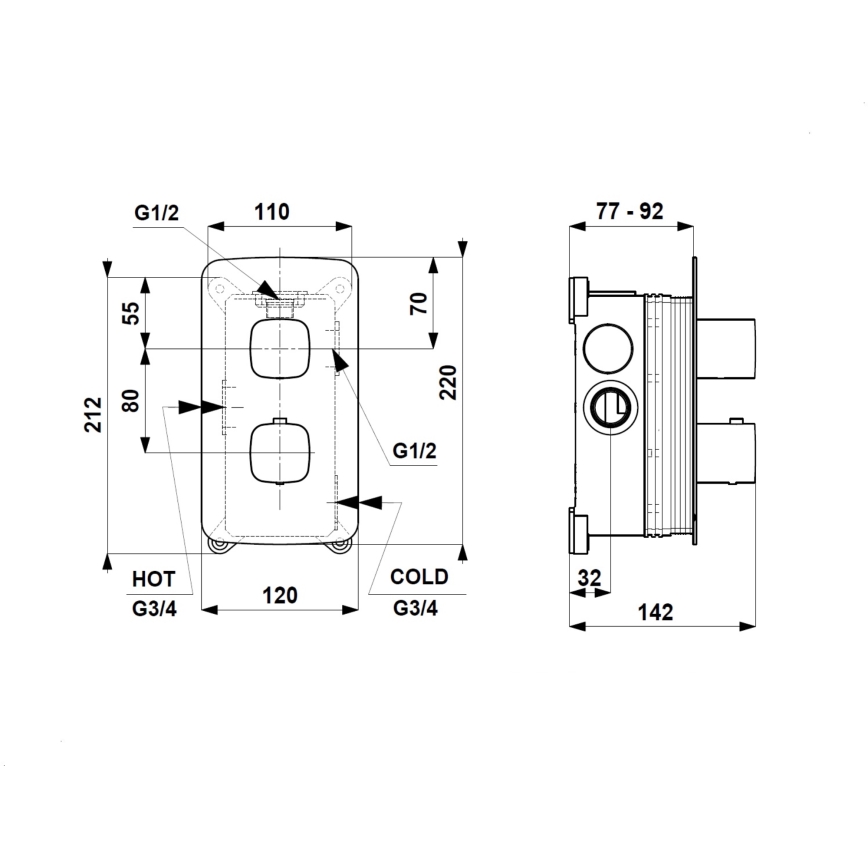 KFA Armatura 5759-001-31 - MALAGA thermostatic shower mixer for concealed installation, brushed gold