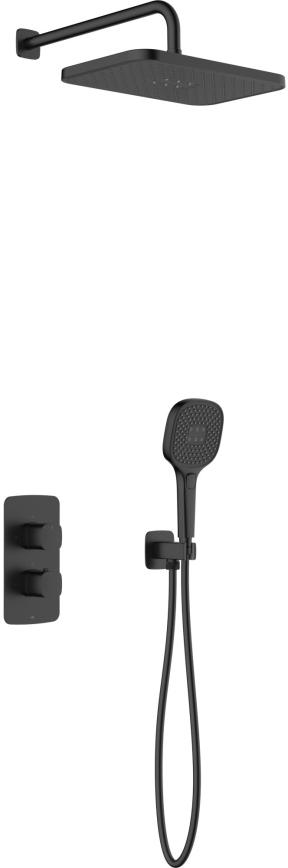 KFA Armatura 5759-501-81 - MALAGA Black Shower Set with Concealed Thermostatic Mixer