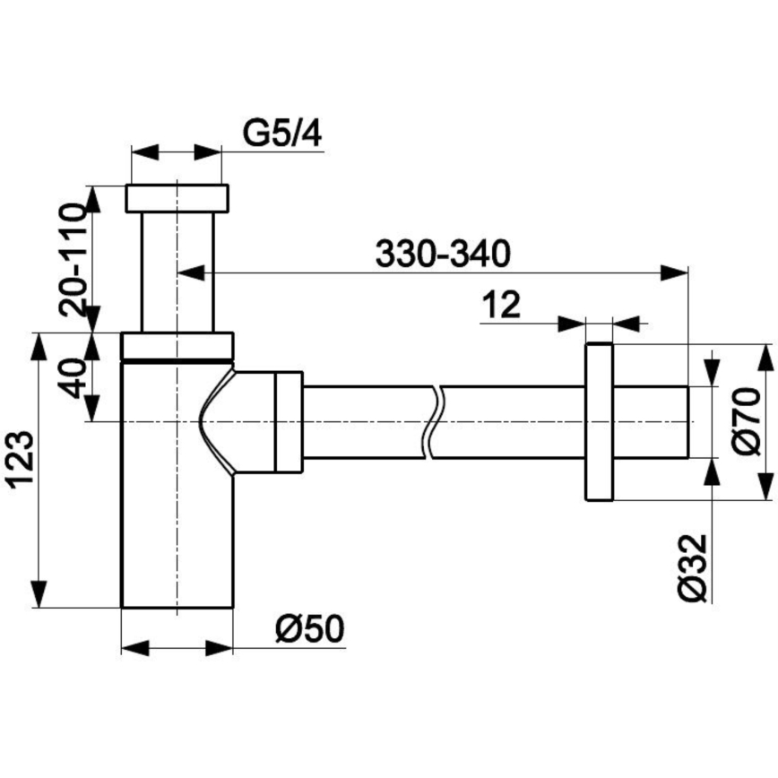 KFA Armatura 600-003-00 - Round sink trap shiny chrome