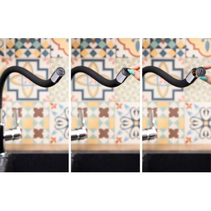 KFA Armatura 6553-915-00 - Sink tap with flexible arm RUMBA 40,5 cm black/shiny chrome