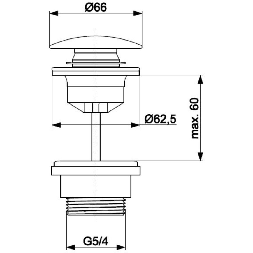 KFA Armatura 660-320-31 - Basin waste CLICK-CLACK d. 6,6 cm stainless steel/ground gold
