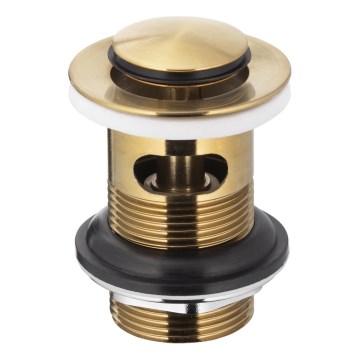 KFA Armatura 660-354-31 - Basin waste with overflow CLICK-CLACK d. 6,2 cm brass/ground gold