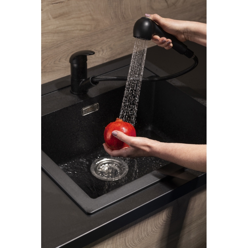 KFA Armatura 6613-110-81 - Sink tap with pull-out sprayer INDIRA brass/matte black